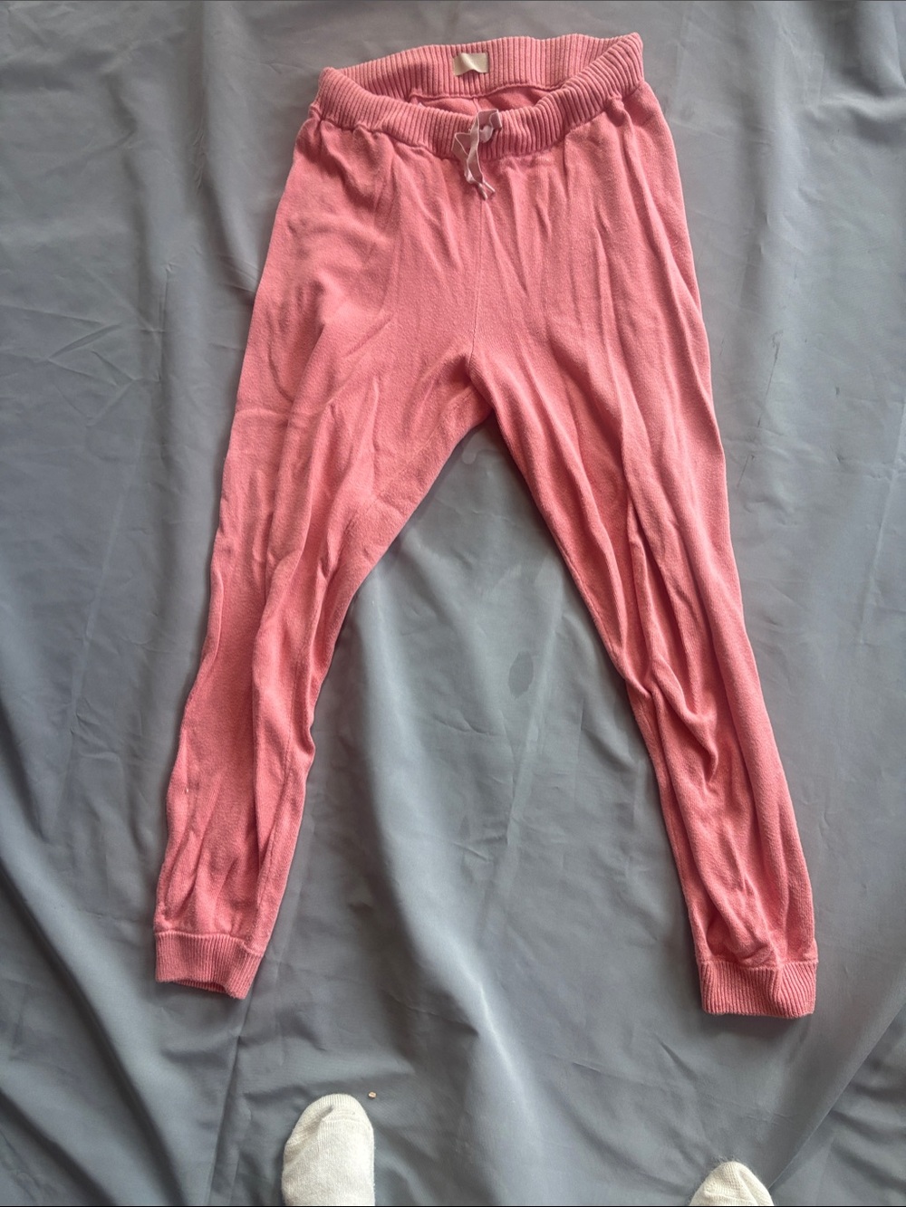 MOTHER Pink Knit Drawstring women’s joggers. In Peach!
